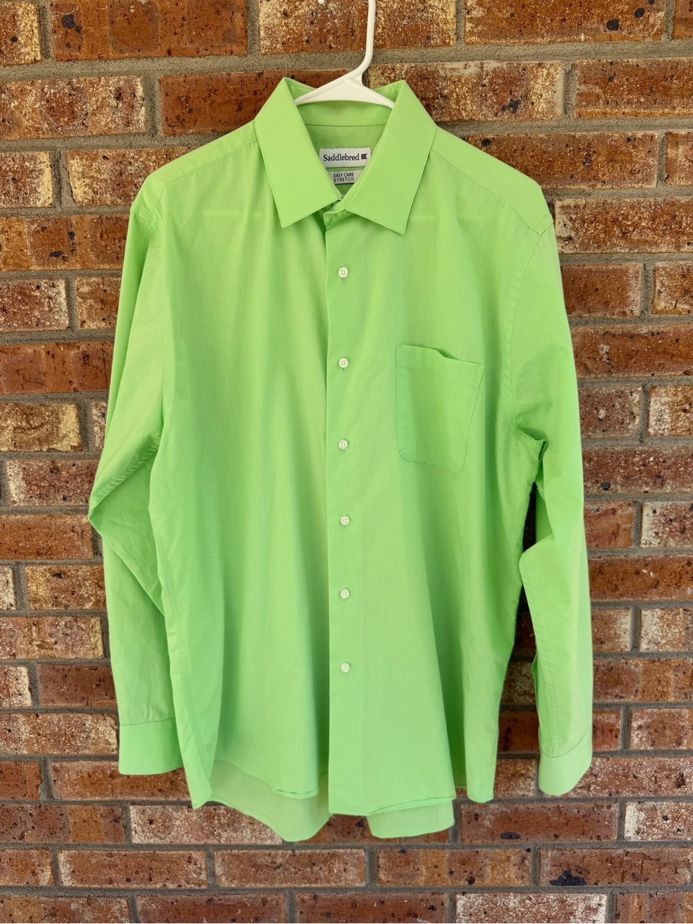 Saddlebred Men's Bright Lime Green Long Sleeve Dress Shirt Large